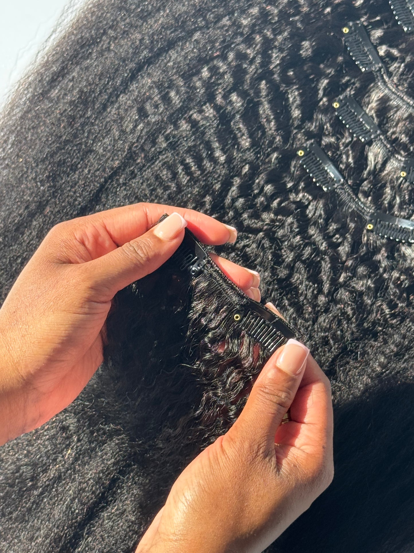 kinky straight clip in hair extensions